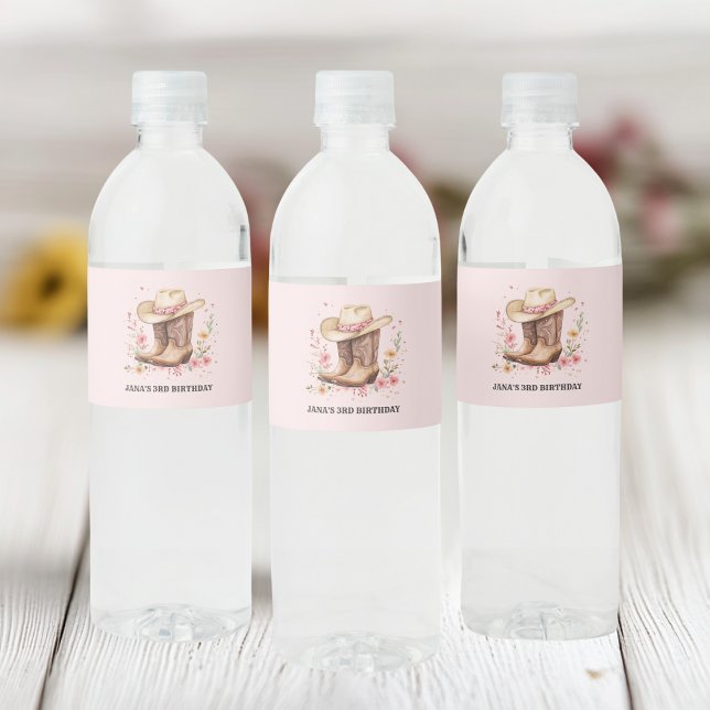Cowgirl Wildblumen Bash Birthday Wasserflaschenetikett (Von Creator hochgeladen)