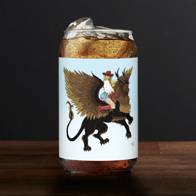 Cowgirl Winged Lion Fantasy Red Dosenglas (Von Creator hochgeladen)