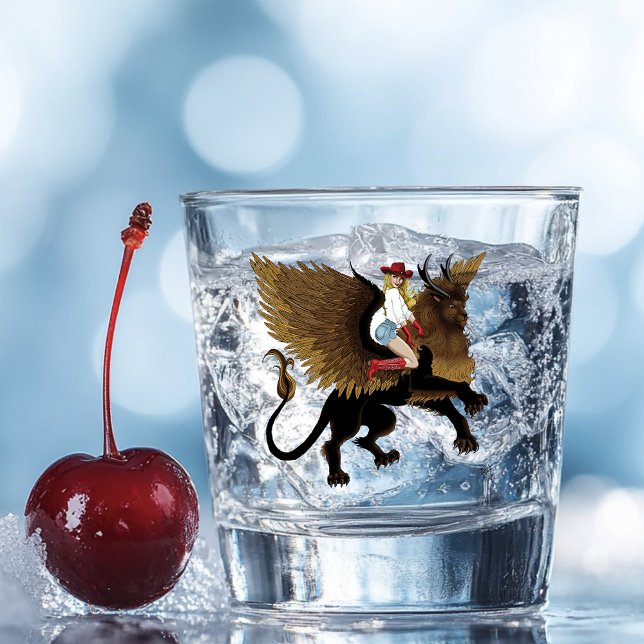 Cowgirl Winged Lion Fantasy Red Schnapsglas (Von Creator hochgeladen)