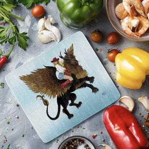 Cowgirl Winged Lion Fantasy Red Schneidebrett
