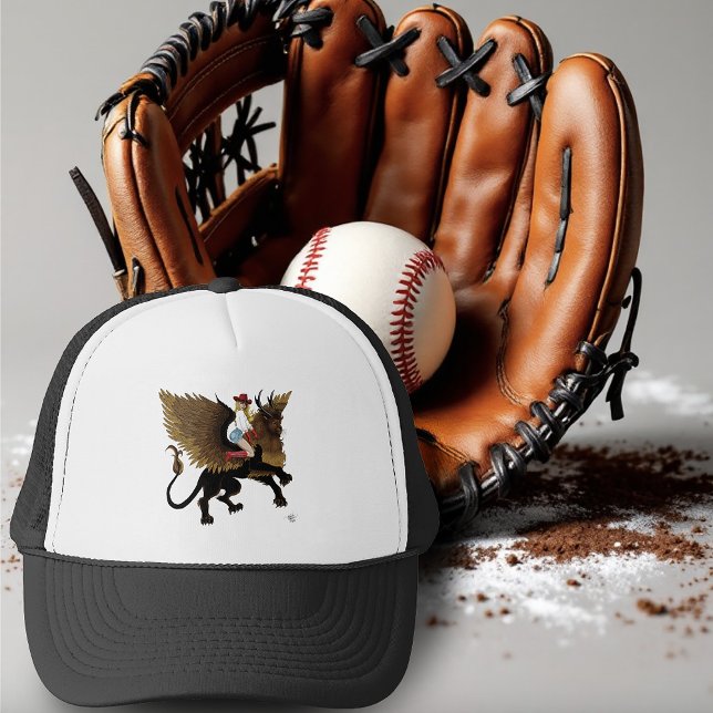 Cowgirl Winged Lion Fantasy Red Truckerkappe (Von Creator hochgeladen)