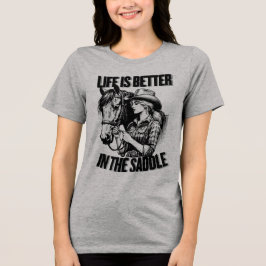 Cowgirl With Horse Tri-Blend Shirt