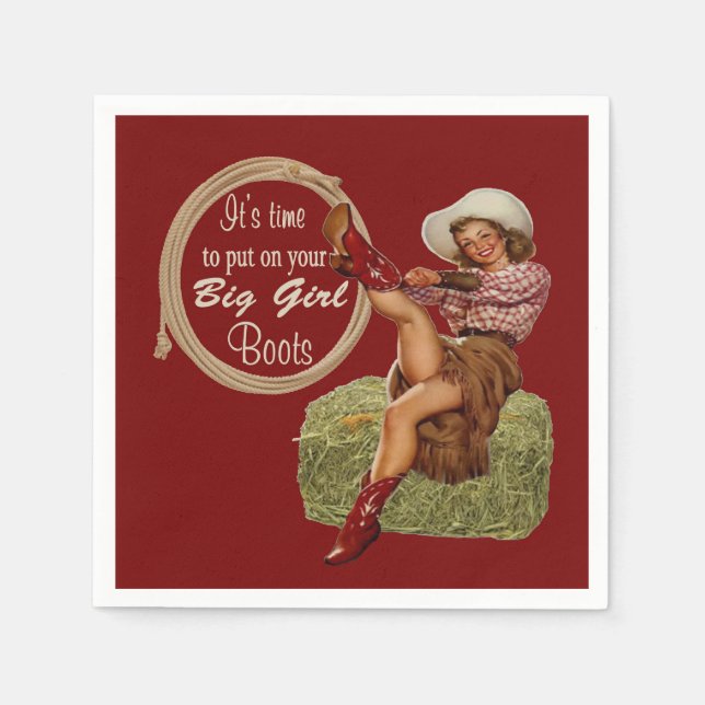 Cowgirl zieht deine großen Girl Stiefel an Serviette (Vorderseite)