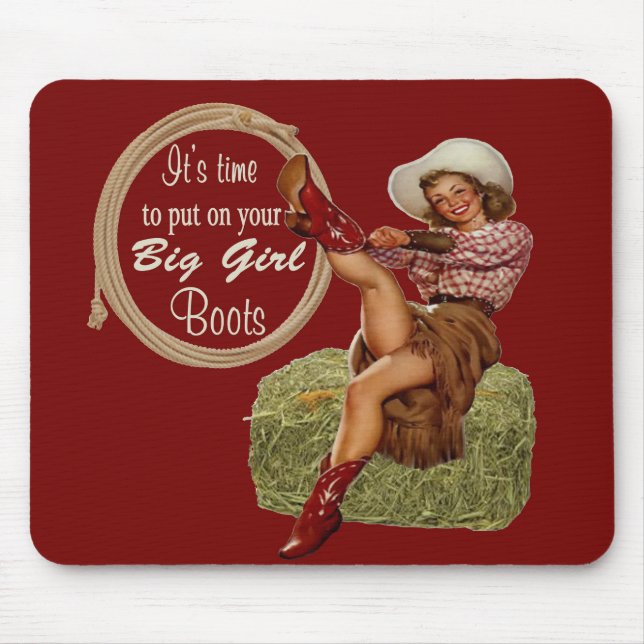 Cowgirl zieht dir große Stiefel an Mousepad (Vorne)