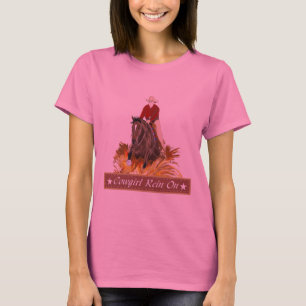 Cowgirl-Zügel auf T - Shirt der Damen-Longsleeve
