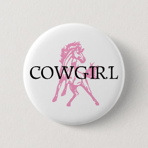 Cowgirlbronc-Pferd (rosa Pferdeversion) Button