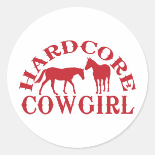 Cowgirlrot des hardcore A262 Runder Aufkleber