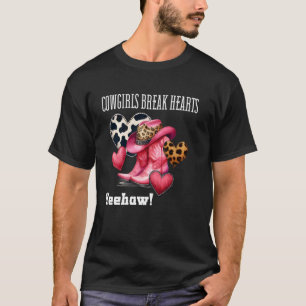 Cowgirls Break Hearts Shirt, Rosa Schwarz und Weiß T-Shirt