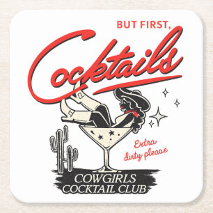 Cowgirls Cocktail Club Rechteckiger Pappuntersetzer
