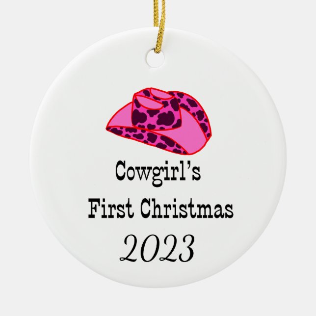 Cowgirls Erste Weihnachtsfeier Keramik Ornament (Vorne)