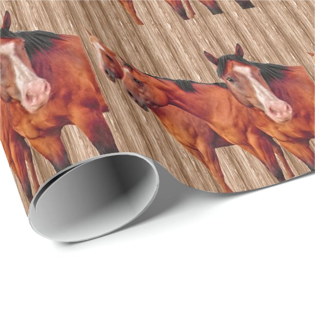Cowgirls im Reitstall Geschenkpapier (Rolleneckpunkt)