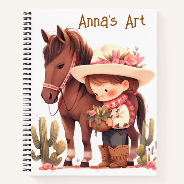 Cowgirl's Personalize Sketch Notizbuch (Vorderseite)