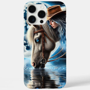 Cowgirl's ruhige Rast neben dem mondbeschienenen S iPhone 16 Pro Max Hülle