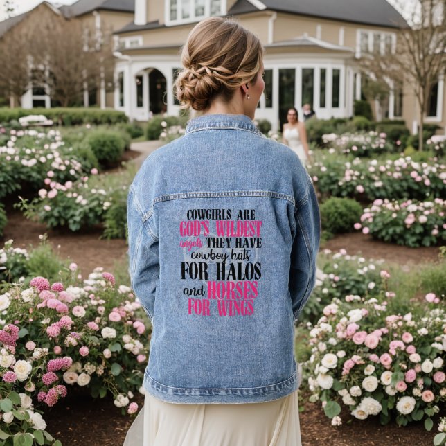 Cowgirls Typografie Pink Jeansjacke (Hochzeit Rückseite)