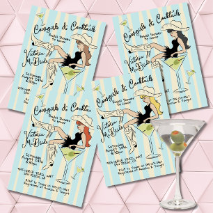 Cowgirls und Cocktails Martini-Brautparty Einladung