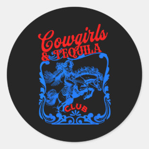 Cowgirls und Tequila Vintage Schwanz Lustiger Tequ Runder Aufkleber