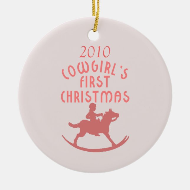 Cowgirls Weihnachten Keramik Ornament (Vorne)
