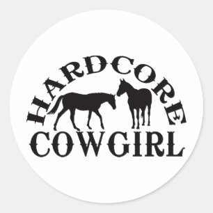 Cowgirlschwarzes des hardcore A262 Runder Aufkleber