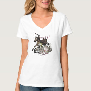 Cowgiry Vintag Cowgirl & Hobby Horse V-Neck T-Shirt