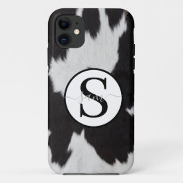 Cowhid Schwarz-weiß Monogramm Case-Mate iPhone Hülle