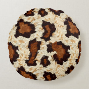 Cowhide Accent Pillow Rundes Kissen
