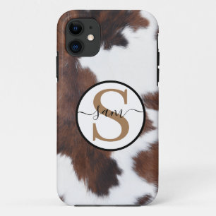 Cowhide Brown White Monogram Case-Mate iPhone Hülle