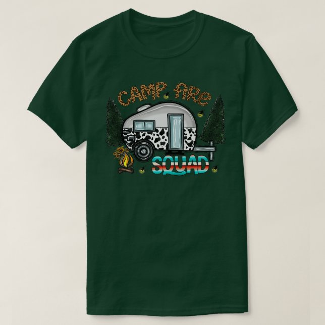 Cowhide Camping Trailer Campfire Squad Western Cam T-Shirt (Design vorne)