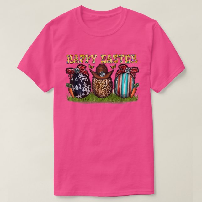 Cowhide Leopard Ostereier Gemstone Cowboy Hut Wir T-Shirt (Design vorne)