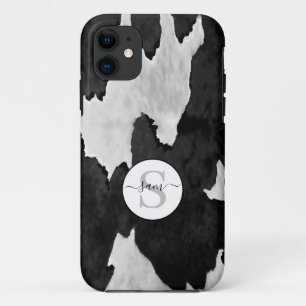 Cowhide Schwarz-weiß Monogram Case-Mate iPhone Hülle