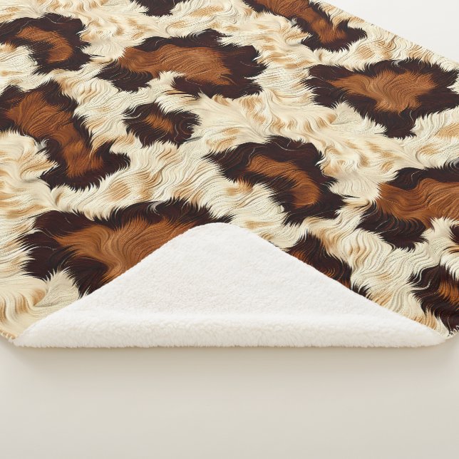 Cowhide Sherpa Fleece Blanket Sherpadecke (3/4)