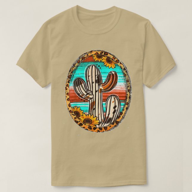 Cowhide Teas Cactus Serape Western Rodeo Cowgirl H T-Shirt (Design vorne)
