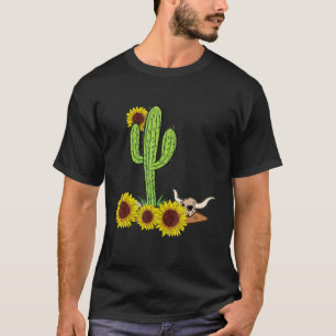 Cowhide Texas Cactus Serape Western Rodeo Cowgirl T-Shirt