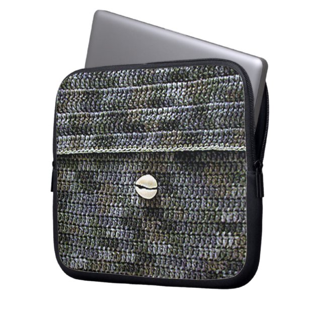 Cowrie Gray Artisan Crochet Print Electronics Bag Laptopschutzhülle (Vorderseite Links)