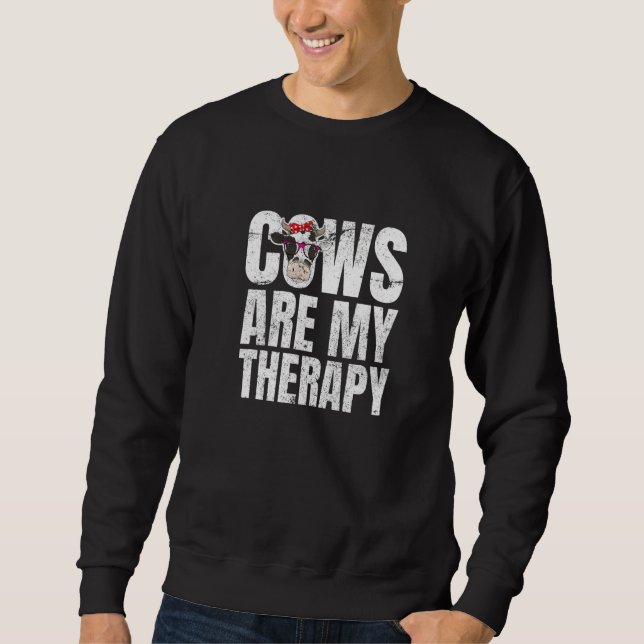 Cows Are My Therapy Farmer Premium Sweatshirt (Vorderseite)