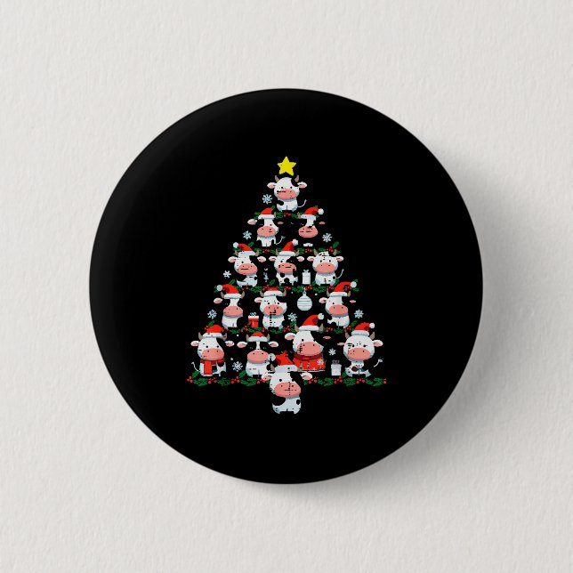 Cows Christmas Tree Xmas Farm Animal Toddler Boys  Button (Vorderseite)
