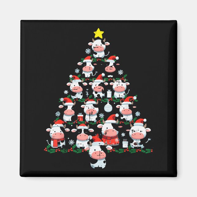 Cows Christmas Tree Xmas Farm Animal Toddler Boys  Magnet (Vorne)