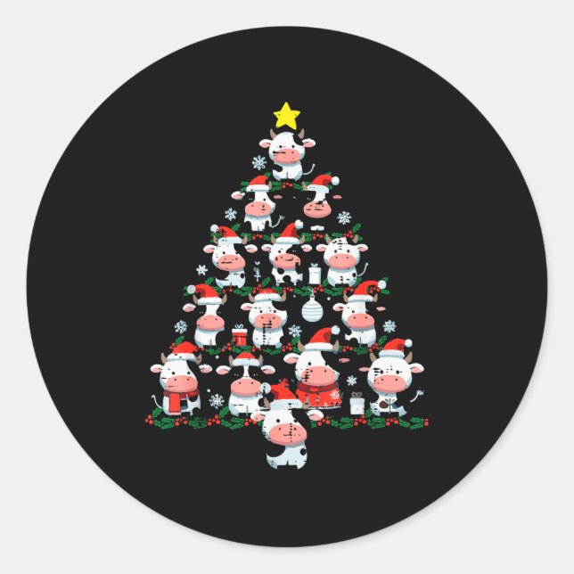 Cows Christmas Tree Xmas Farm Animal Toddler Boys  Runder Aufkleber (Vorderseite)