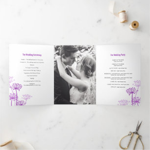 Cows parsley flowerhead purple wedding dreifach-gefaltete programmkarte