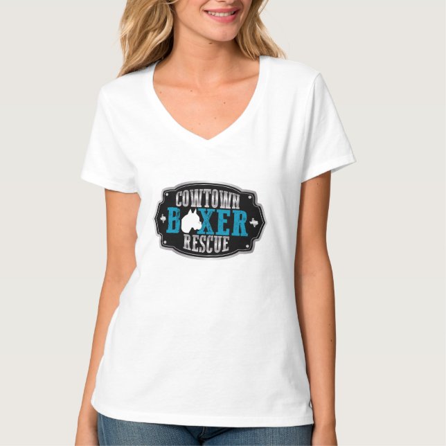 Cowtown Boxer-Rettung V-Hals T - Shirt (Vorderseite)