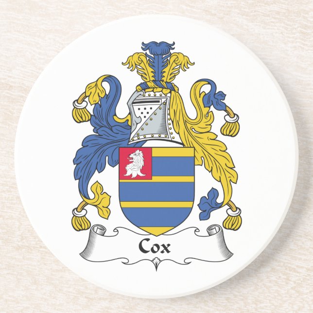 Cox-Familienwappen Sandstein Untersetzer (Vorne)
