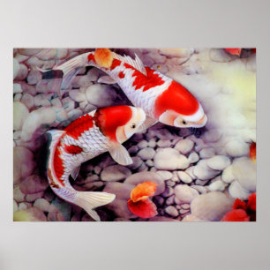 Coy Teich-Vintage japanische Kunst Poster