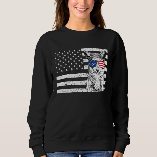 Coyote 4th of July Animal US American Flag Wolf Pa Sweatshirt (Vorderseite)