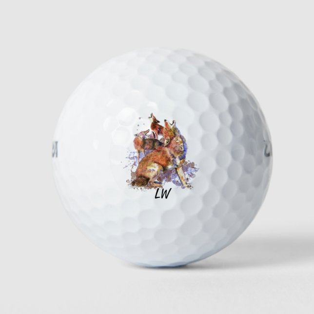 Coyote Animals Art Monogram Art Golfball (Vorderseite)