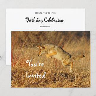 Coyote Brown Herbst Grass Foto Geburtstag Einladung