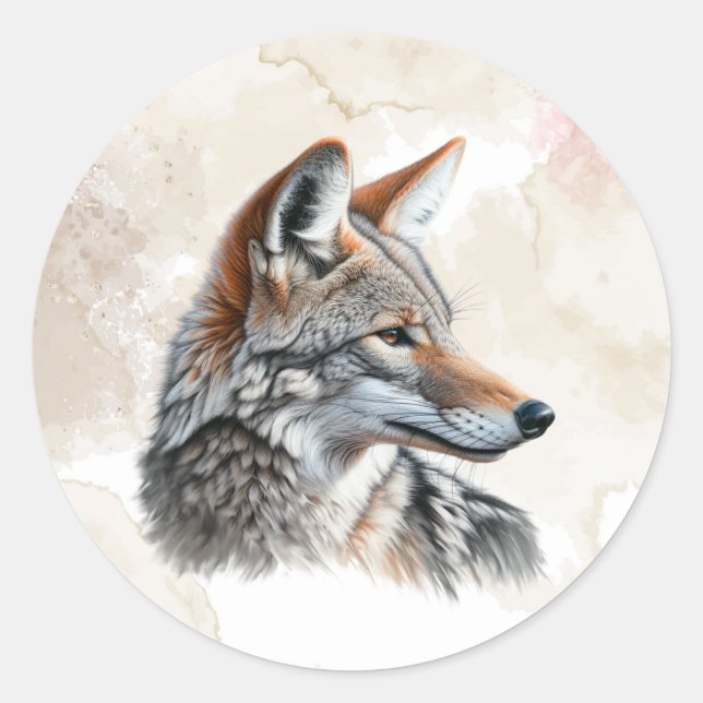 Coyote Country Cotattecore Rustikale Printwerbung Runder Aufkleber (Vorderseite)