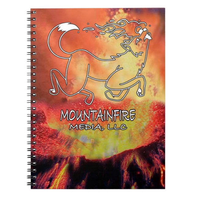 Coyote, die über das Volcano-Poster-Notebook sprin Notizblock (Vorderseite)