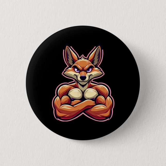 Coyote Flex Muscles Fan Lover Bodybuilding Gym Button (Vorderseite)