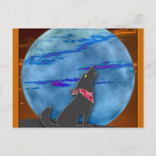 Coyote Howling am Blauen Mond Postkarte