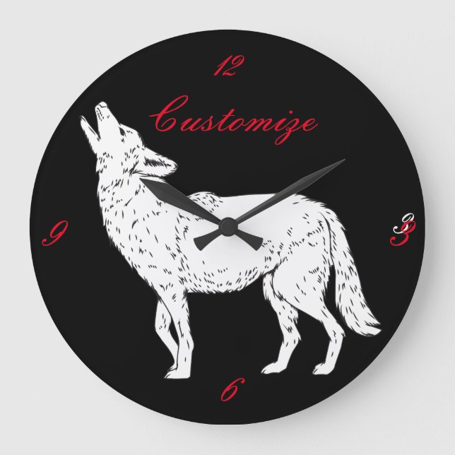 Coyote Howling Thunder_Cove Große Wanduhr (Vorderseite)