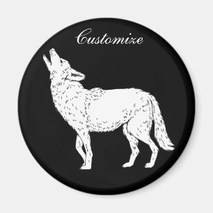 Coyote Howling Thunder_Cove Magnet
